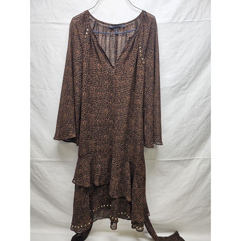 White House Black Market Sheer Leopard Print Midi‎ Dress Small - Picture 3 of 6
